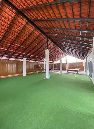 playing football at Riveria by V Stays with indoor activity area